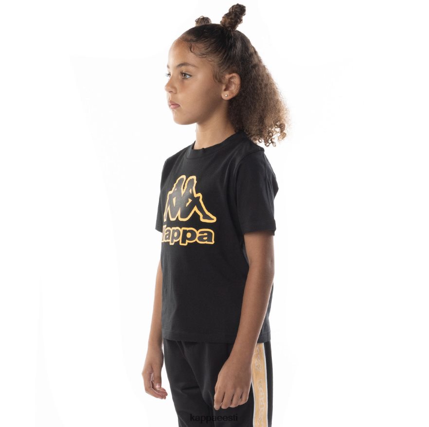 Kappa lapsed laste logoga bant t-särk must suitsuoranž J0HRBX676