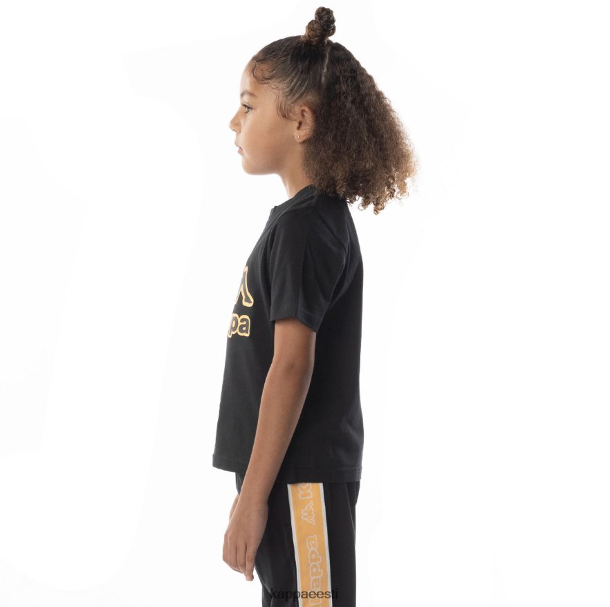 Kappa lapsed laste logoga bant t-särk must suitsuoranž J0HRBX676